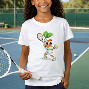 Camiseta Cenoura de Tênis Fofa – Legume Esportivo Divertido