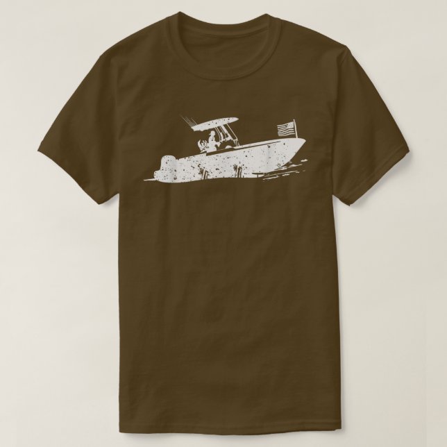 Camiseta Center Console Boat, American Flag, Motorboat, Fis (Frente do Design)