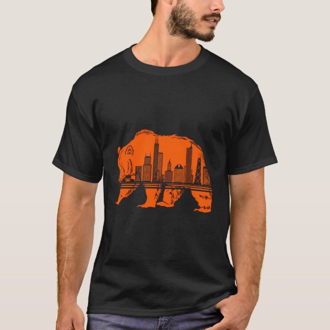 Camiseta Centro de Chicago Skyline Illinois Pride (Frente)