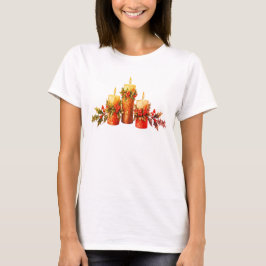Camiseta Centro de mesa de vela de Feliz Natal em um SS bra