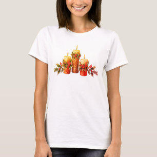 Camiseta Centro de mesa de vela de Feliz Natal em um SS bra