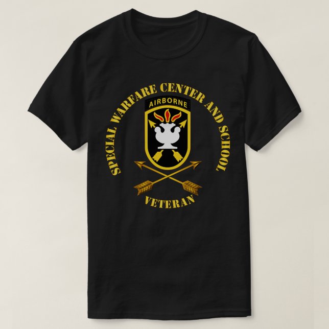 Camiseta Centro Especial de Guerra JFK SSI w Branch Vet (Frente do Design)