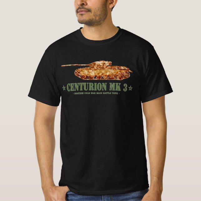 Camiseta Centurion MK 3 Tanque britânico MBT da Guerra Fria (Frente)