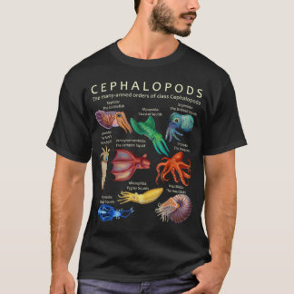 Camiseta Cephalopod Octopus Squid Cuttlefish e Nautil