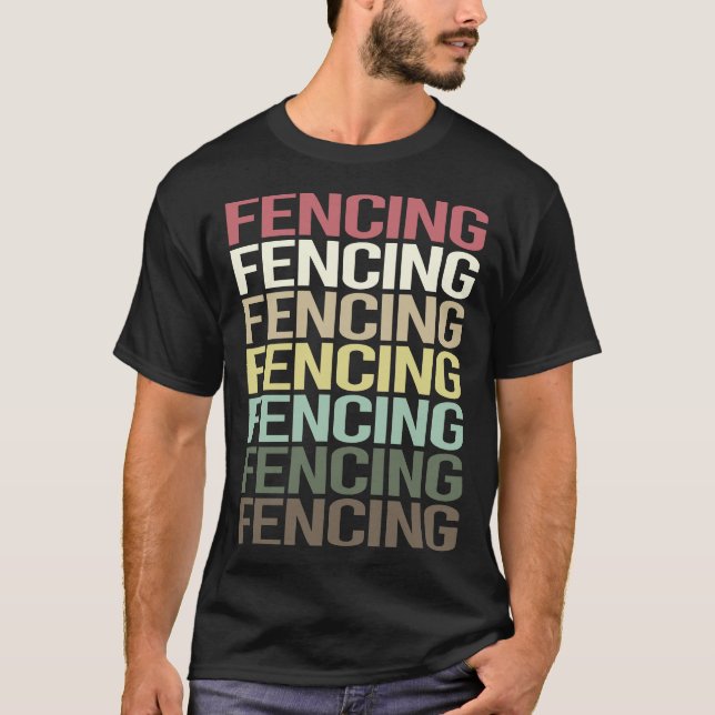 Camiseta Cercador de Esgrima de Texto Colorido (Frente)