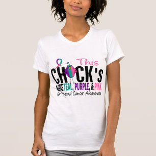 Camiseta Cerceta ida pintinho, roxo, e rosa do cancer de
