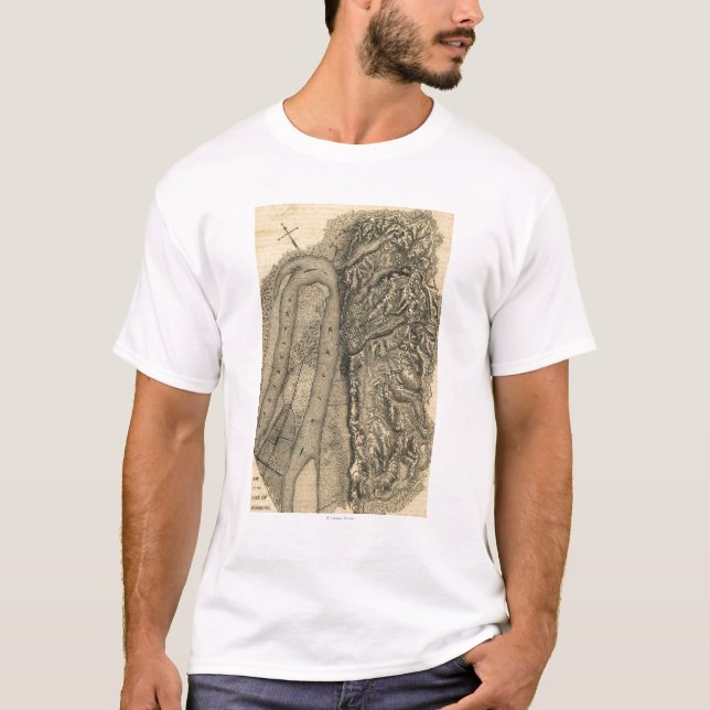 Camiseta Cerco de Vicksburg - mapa panorâmico da guerra (Frente)