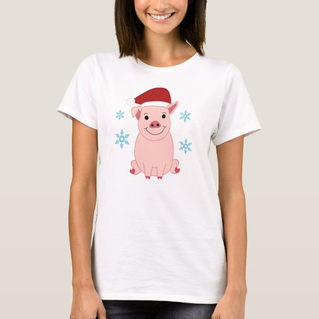 Camiseta Cerdito navideño sonriente (Frente)