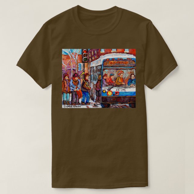 CAMISETA CÉREA DE BARRAMENTO DE ARTE CANADIANO DO MONTREAL  (Frente do Design)