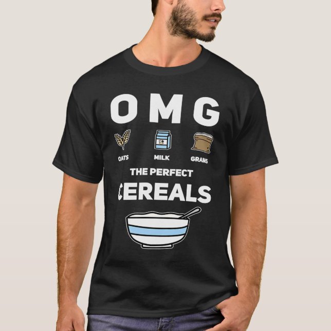 Camiseta Cereais perfeitos de aveia com leite para o café d (Frente)