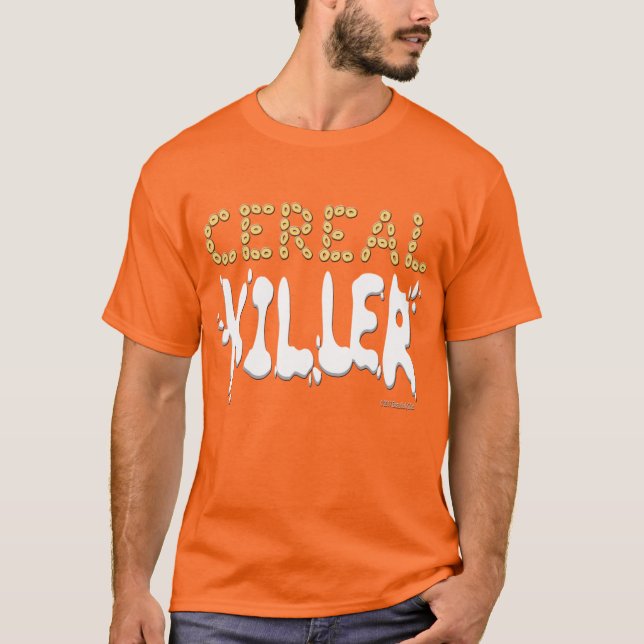 Camiseta Cereal Assassino Engraçado Cereal Lover Laranja (Frente)