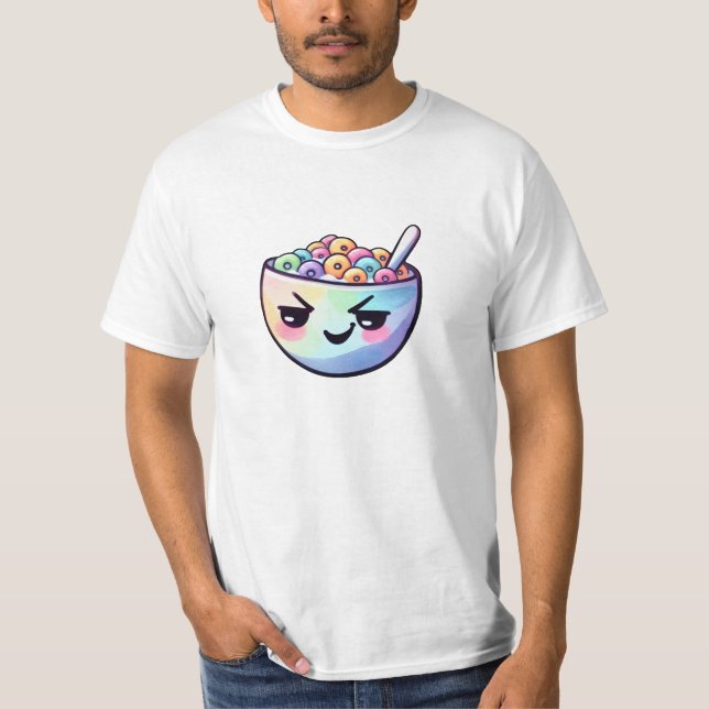 Camiseta Cereal de café da manhã animado (Frente)