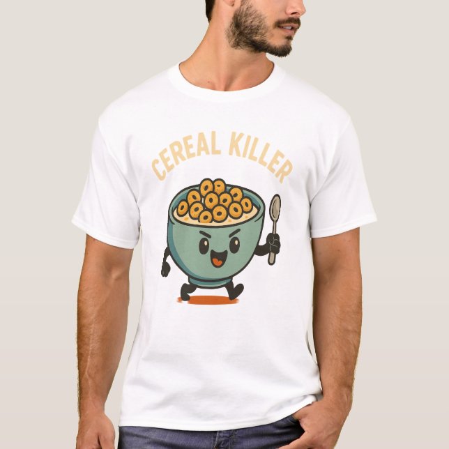 Camiseta Cereal Killer- Funny Breakfast Bowl Cartoon Food (Frente)