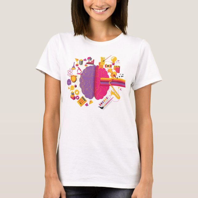 Camiseta Cerebral Esquerda e Direita Colorida (Frente)