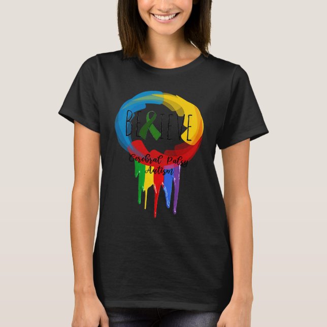 Camiseta Cerebral Palsy Autism Awareness Dreamcatcher  colo (Frente)