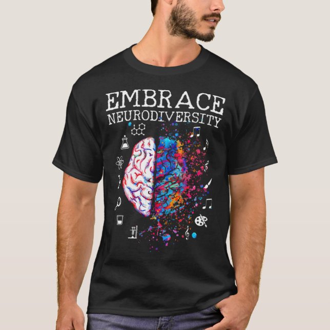 Camiseta Cérebro Abrace Neurodiversidade Conscientização do (Frente)