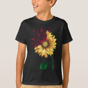 Camiseta Cérebro Aneurismo SENSIBILIZAÇÃO Sunflower Burgund