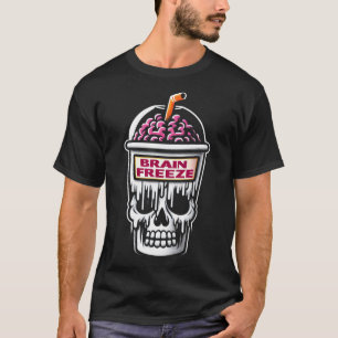 Camiseta Cérebro Congelado Caveira Spooky Dor de Halloween
