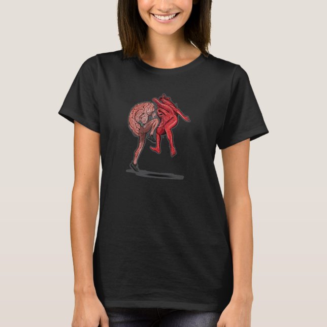 Camiseta Cérebro contra Design Legal do Coração (Frente)