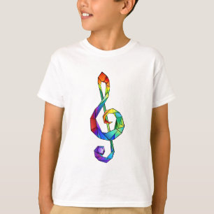 Camiseta Cérebro de chave musical arco-íris