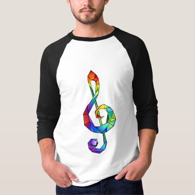 Camiseta Cérebro de chave musical arco-íris (Frente)