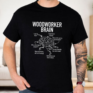 Camiseta Cérebro de Marceneiro Humor de Marcenaria Engraçad