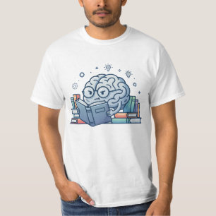 Camiseta Cérebro de Nerd Inteligente Lendo Livros Minhoca d