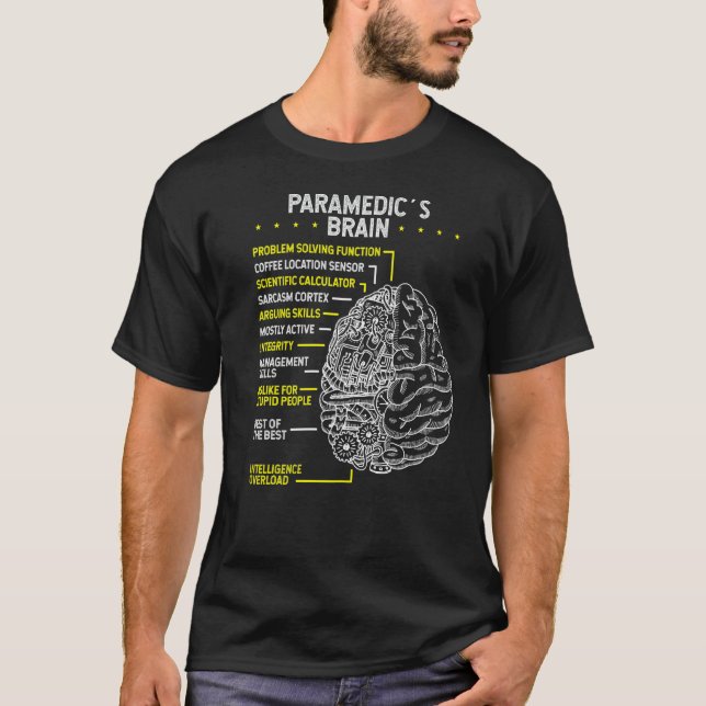 Camiseta Cérebro Do Técnico Médico De Emergência paramédica (Frente)