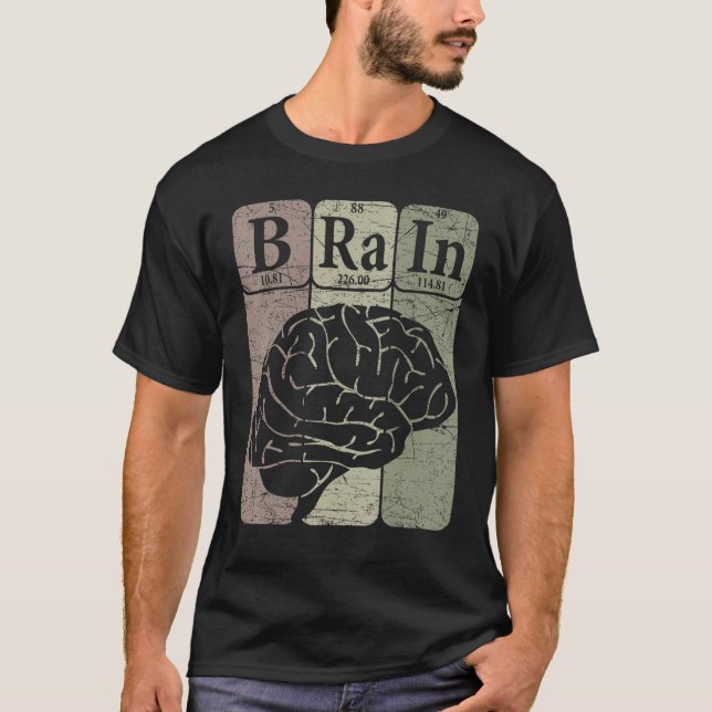 Camiseta Cérebro Elementos Periódicos de Mesa Neurologista (Frente)