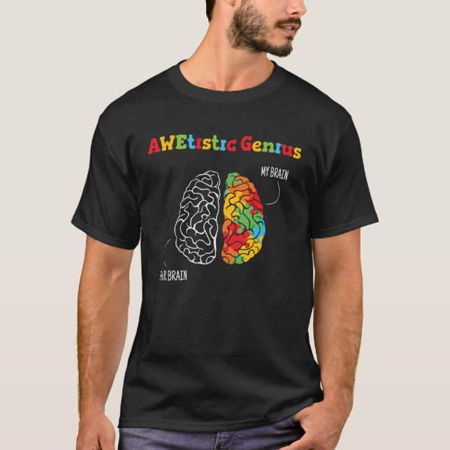 Camiseta Cérebro Gênio Colorido Defensor Conscientização do (Frente)