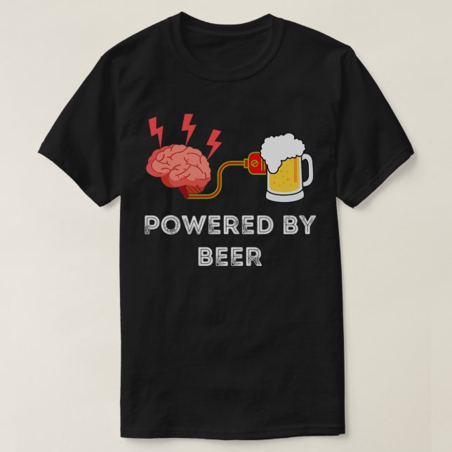 Camiseta Cérebro Humano Alimentado Por Cerveja (Frente do Design)