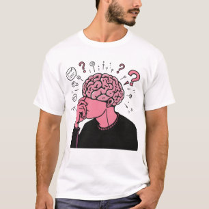 Camiseta Cérebro Pensativo Pessoa Ansiedade Arte Cartoon