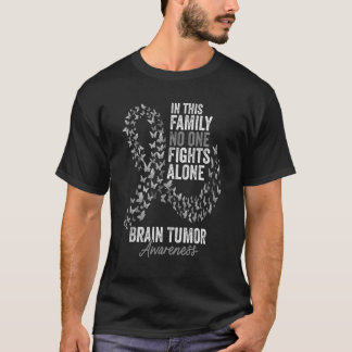 Camiseta Cérebro Tumor Sensibilização Mês Borboletas Cinza