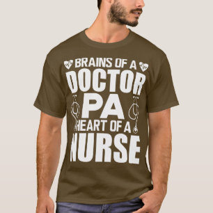 Camiseta Cérebros Assistente de Médico Coração de um Médico