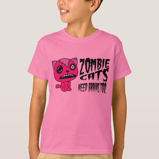 Camiseta Cérebros da necessidade dos gatos do zombi (Frente)