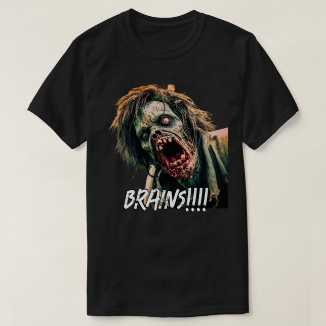 Camiseta Cérebros de Zumbi Gritante (Frente do Design)