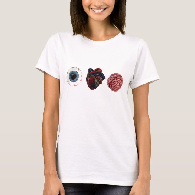 Camiseta Cérebros do coração do olho (Frente)