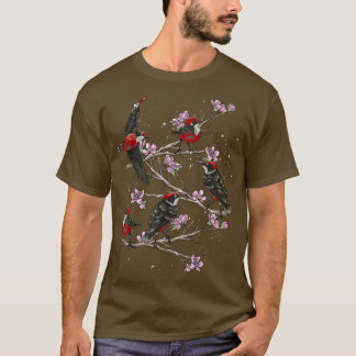 Camiseta Cereja Blossom Bird Assistindo Sakura Bird Watcher