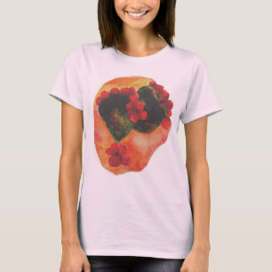 Camiseta Cereja de aquarela e pera espinheira verde
