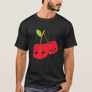 Camiseta cereja doce doce adorável sorriso kawaii bonito