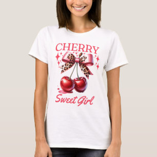 Camiseta Cereja e arcos cor-de-rosa