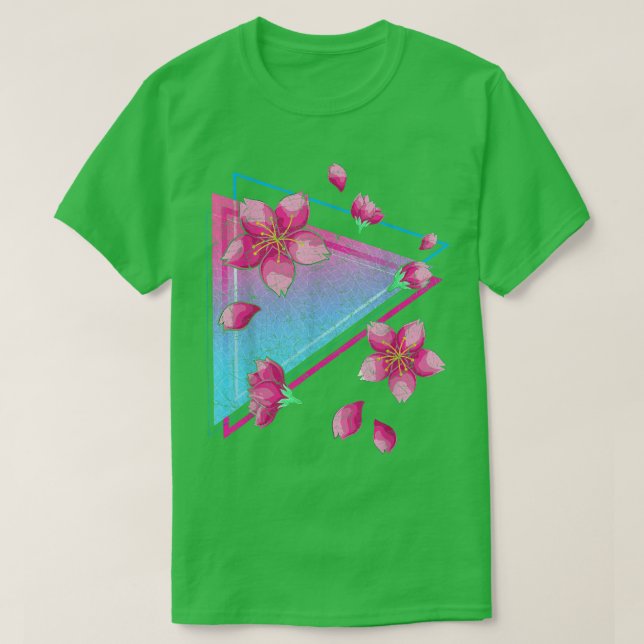 Camiseta Cereja Estética de Vaporwave, Flor Sakura Japonês (Frente do Design)