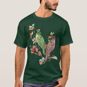 Camiseta Cereja Flores De Arte Japonesa Em Pêssego