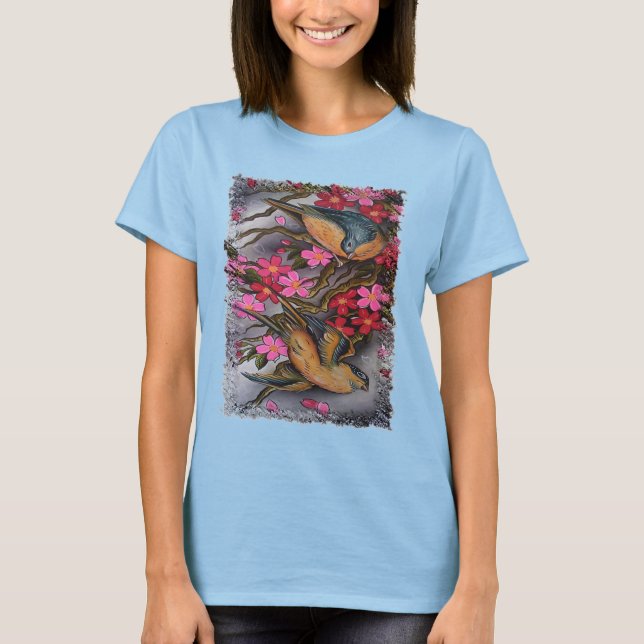 Camiseta cereja floresce (Frente)