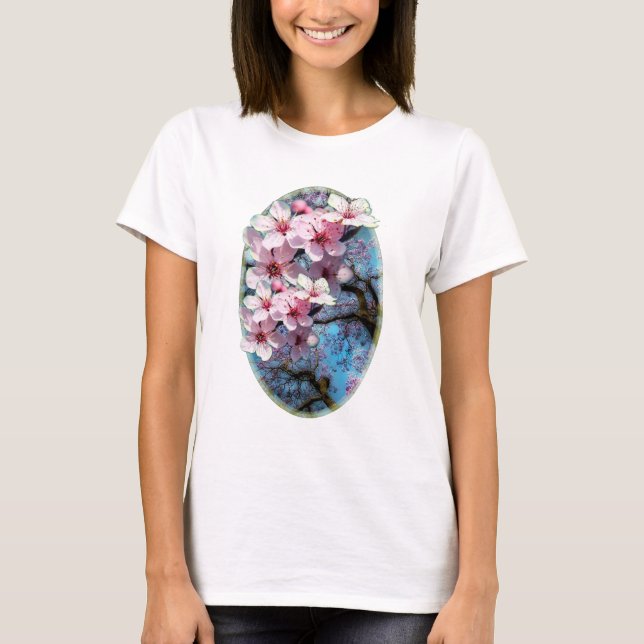 Camiseta Cereja floresce (Frente)