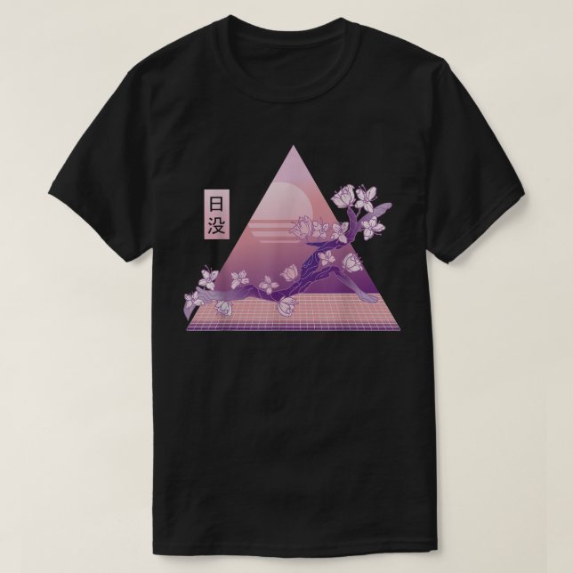 Camiseta Cereja floresce Vaporwave Otaku japonês presentes (Frente do Design)