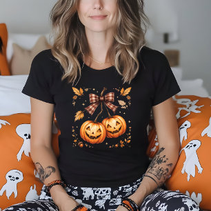 Camiseta Cerejas De Abóbora De Halloween Caem No Outono