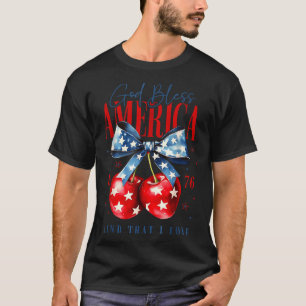 Camiseta Cerejas Patrióticas Deus Abençoe a América 4 de Ju