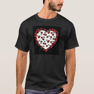 Camiseta Cerejas RAB Leopard Print Heart Rockabilly