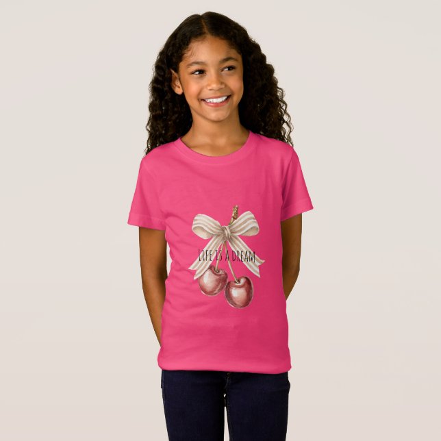 Camiseta Cerejas Vermelhas Brilho Dourado   (Frente Completa)